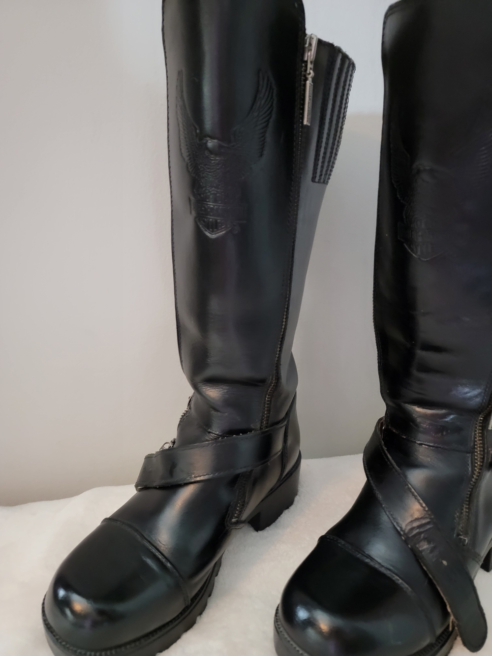 Authentic HARLEY DAVIDSON Women's Black Tall Leather Riding Boots